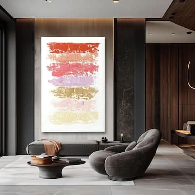 Aria Home Hand Painted Abstract Canvas Wall Art in Warm Red, Pink and Gold Tones