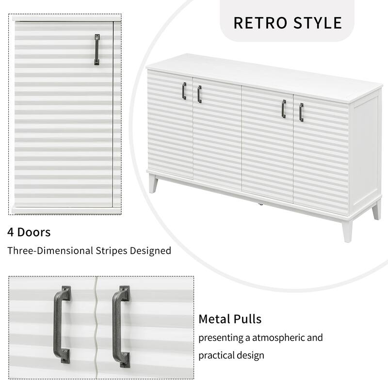 Large Buffet Storage Cabinet Sideboard with Adjustable Shelves and Metal Handles, Cupboard Console Table Coffee Bar Cabinet