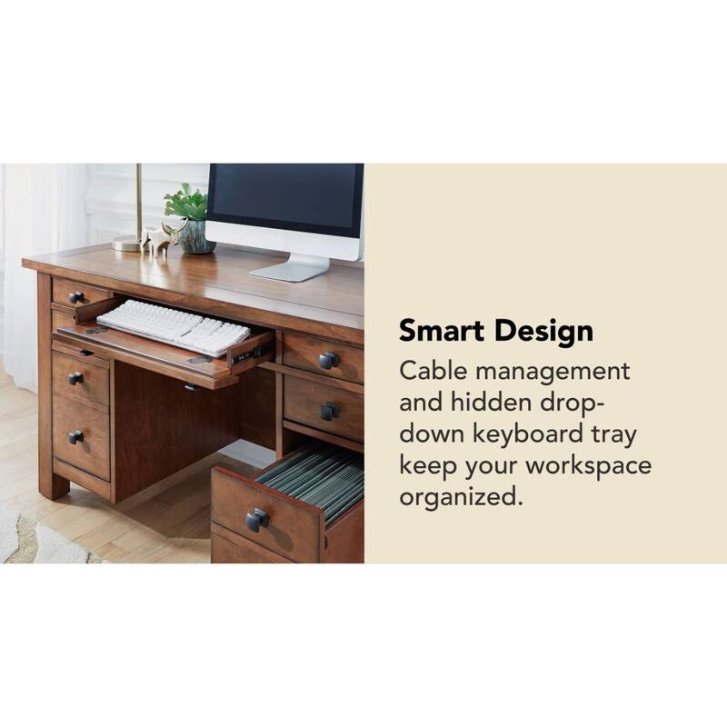 Tahoe Aged Maple 54" W Executive Pedestal Desk by Homestyles