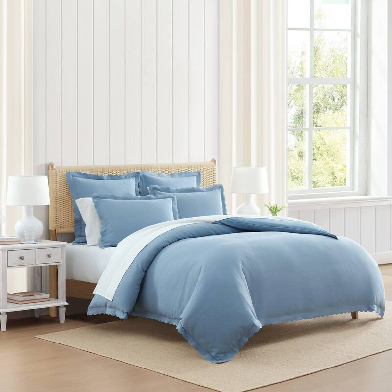 Martha Stewart Signature Scallop Solid Duvet Cover Set