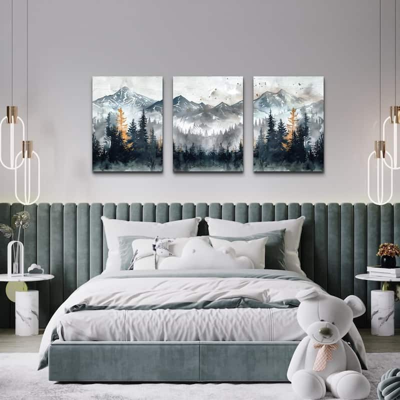 Mountain Landscape Wall Pictures Foggy Forest Vintage Paintings