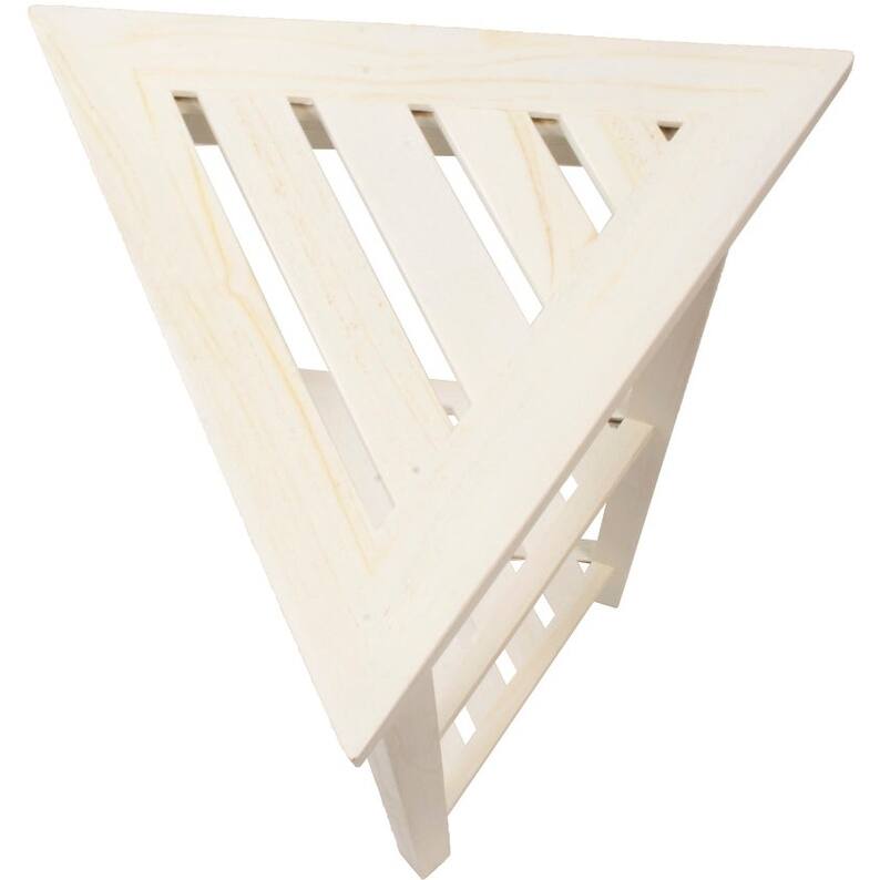 Hotel Natural Teak 32" Triangle Corner Shower Tiered Shelf