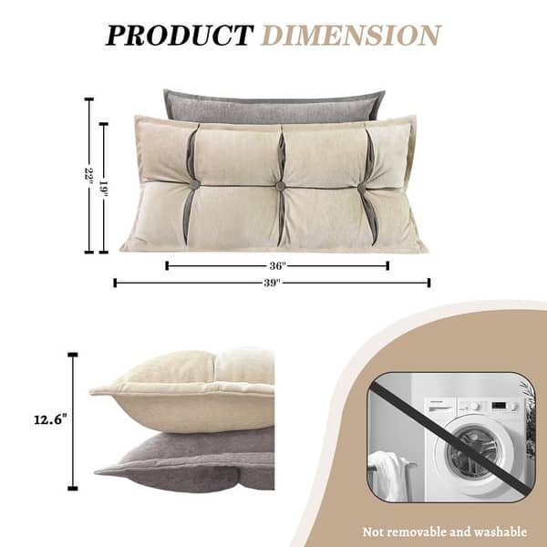 dimension image slide 0 of 5, Double Layer Headboard Reading Pillow, Versatile Bed Backrest Pillow.
