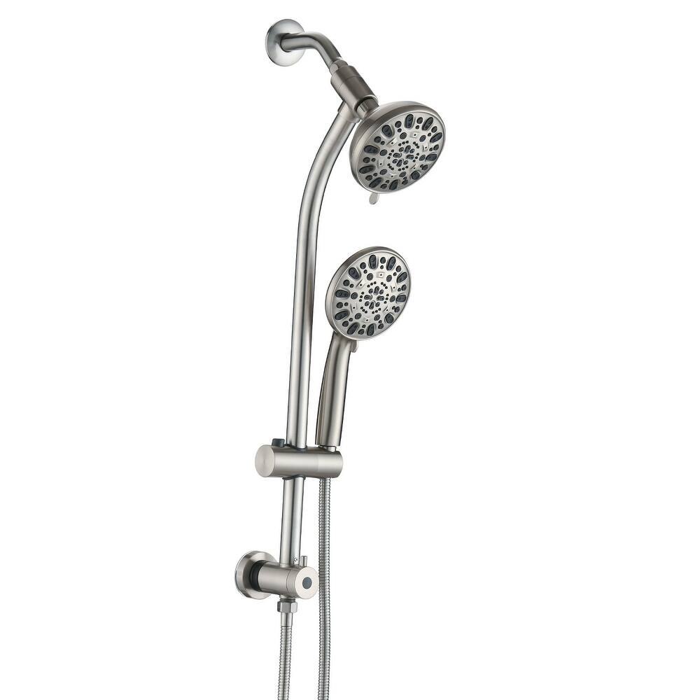 No-Tool Installation 5 Inch Rain Shower & 7-Spray Handheld Combo with 26" Adjustable Slide Bar, WaterSense​