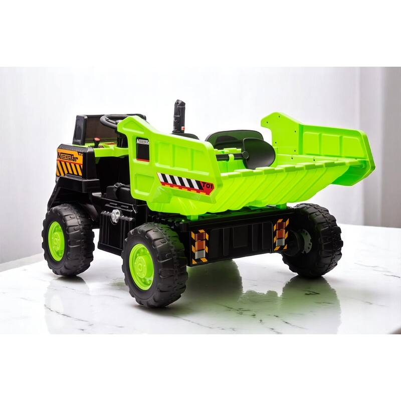 24V Ride-On Dump Truck with Remote Control, Automatic Trailer, Bluetooth, and Music - Electric Construction Vehicle Toy