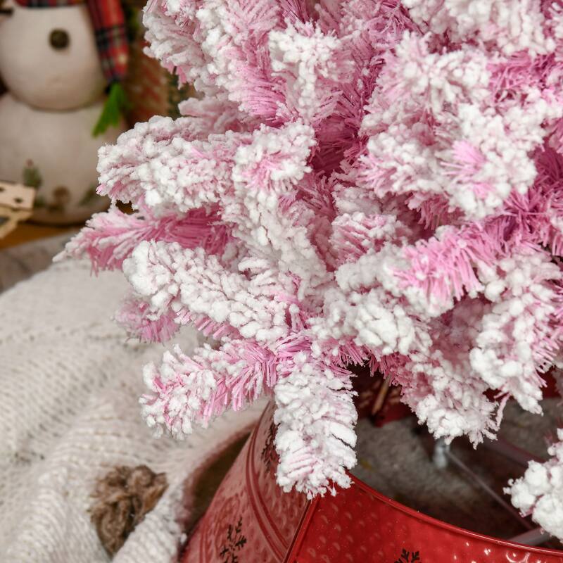 7.5ft Unlit Slim Snow-Flocked Christmas Tree, Pencil Shape with Realistic Branches & Sturdy Base