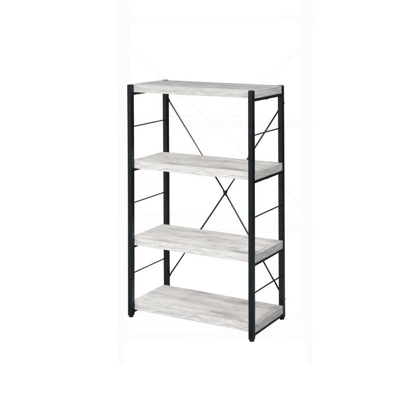 Versatile Freestanding Bookshelf with Faux Concrete Shelves
