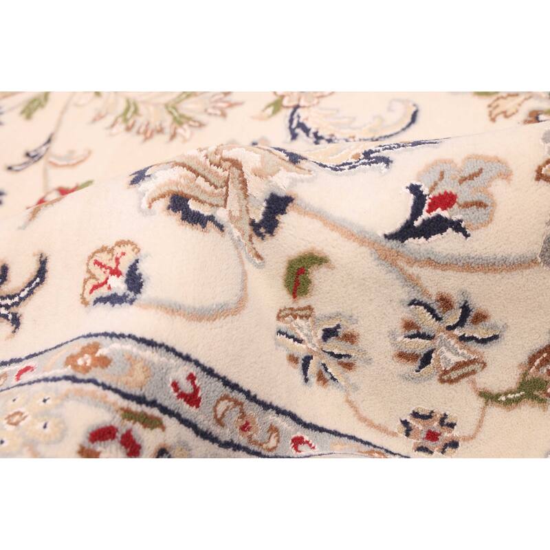 ECARPETGALLERY Hand-knotted Nain Cream Viscose, Wool Rug - 9'7 x 14'2