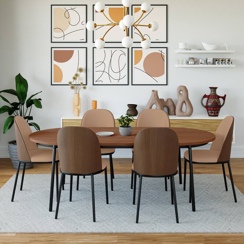 Dining Chair with Upholstered Seat Side Chair with MDF Wood Frame in Steel Set of 4