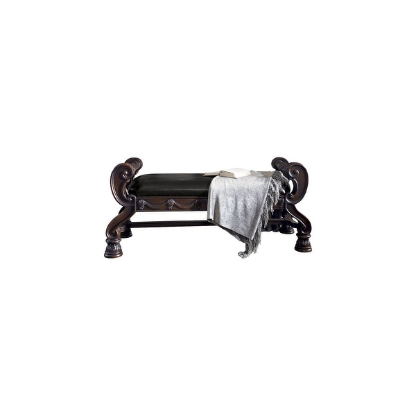 North Shore Dark Brown Large Upholstered Bedroom Bench ...