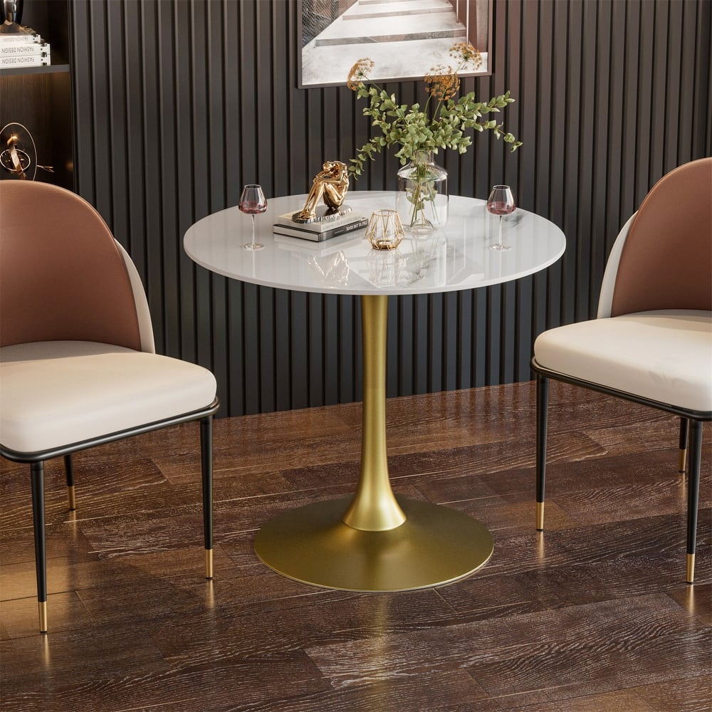 Kitchen Dining Table Marble Tabletop Round Modern Sintered Stone Bar Bistro Table