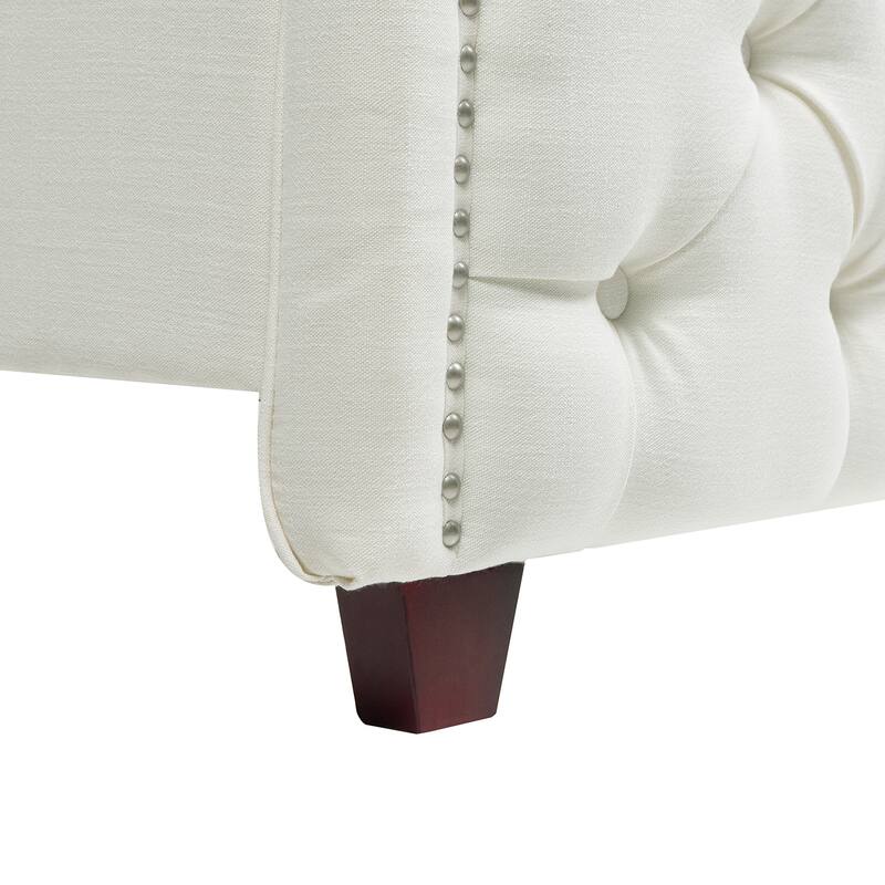 Queen Wingback Upholstered Platform Bed Frame - Polyester Fabric, Foam Fill, Stylish & Supportive