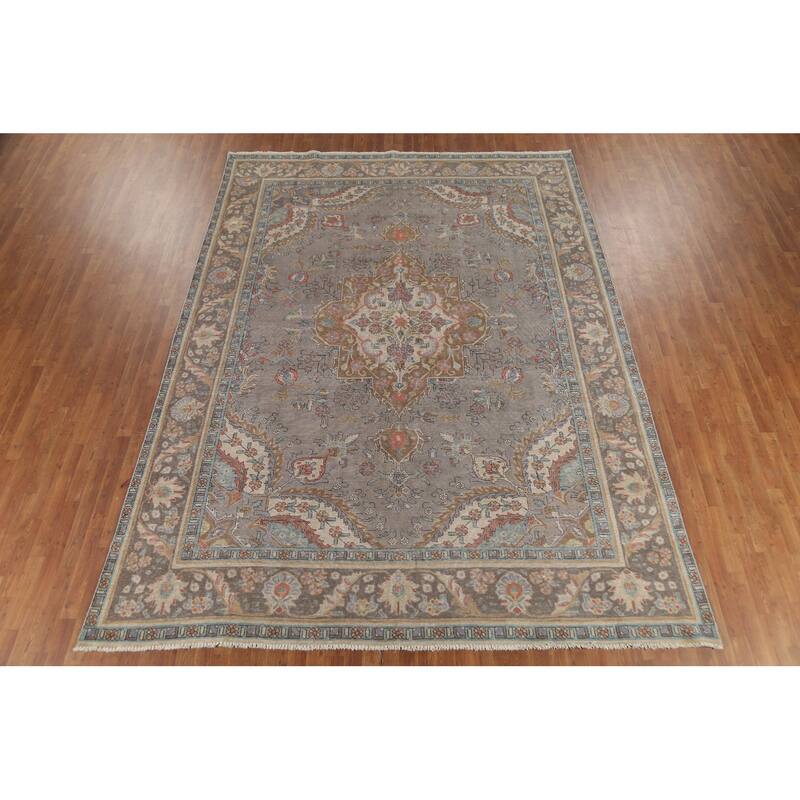 Tabriz Persian Vintage Area Rug Handmade Traditional Wool Carpet - 9'3"x 12'5"