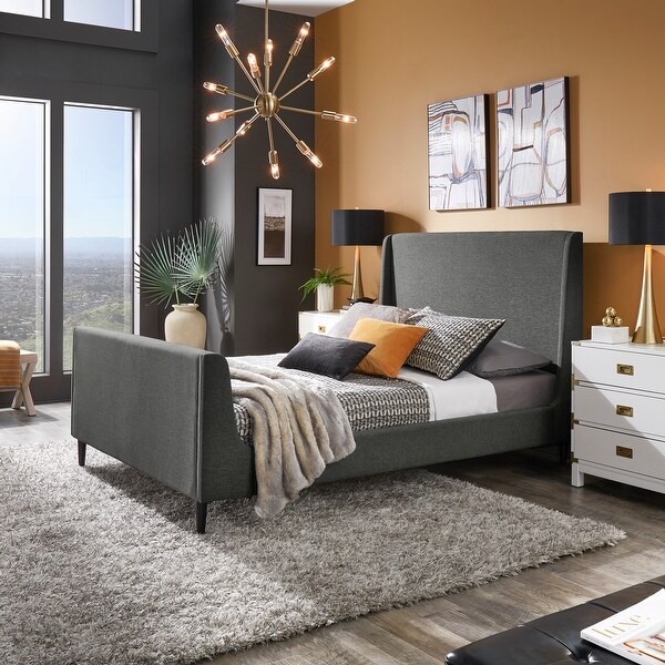 Candace Linen Wingback Sleigh Platform Bed by iNSPIRE Q Modern. Opens flyout.