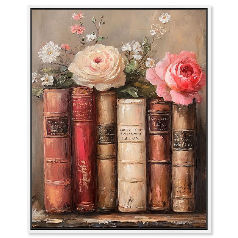 Bookshelf Bouquet III Canvas by Art Remedy - White - 36" x 45"