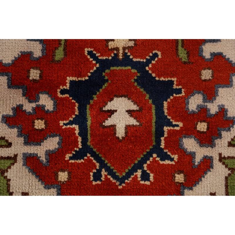 Ivory & Orange Heriz Serapi Indian Area Rug Handmade Wool Carpet - 8'11"x 11'9"