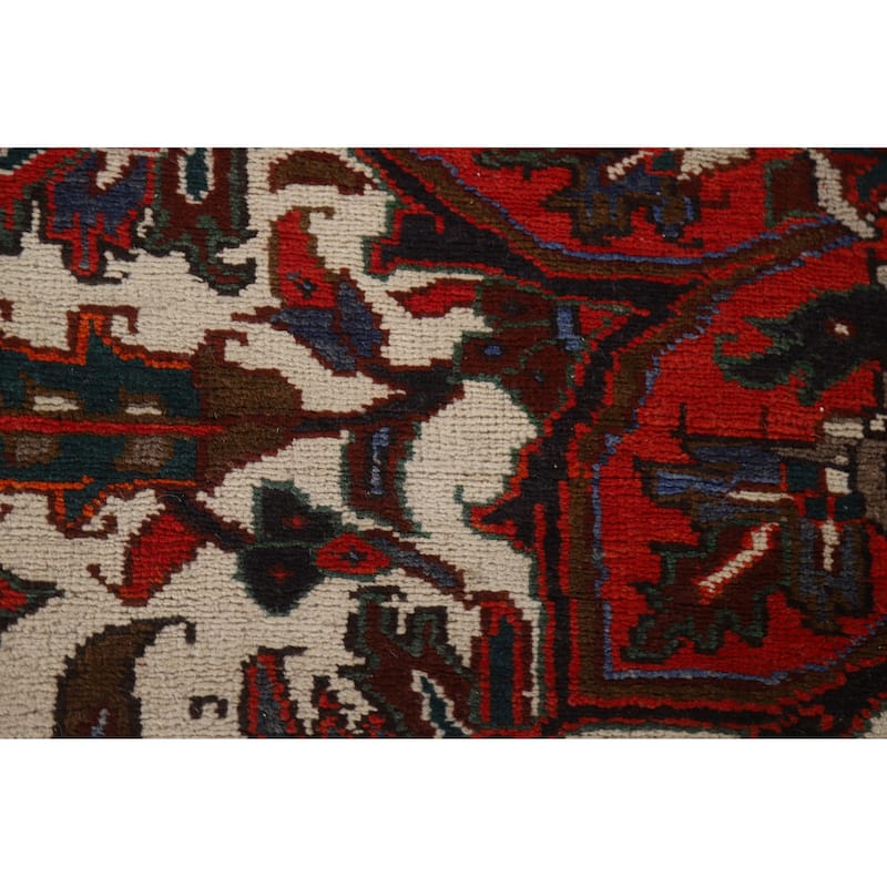 Hand Knotted Oriental 100% Wool Carpet Traditional Floral Red Heriz Area Rug - 13' 8'' X 9' 9''