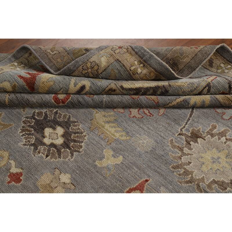 Hand Knotted Oriental 100% Wool Carpet Transitional All-Over Greys & Charcoal Oushak Area Rug - 10' 5'' X 8' 3''