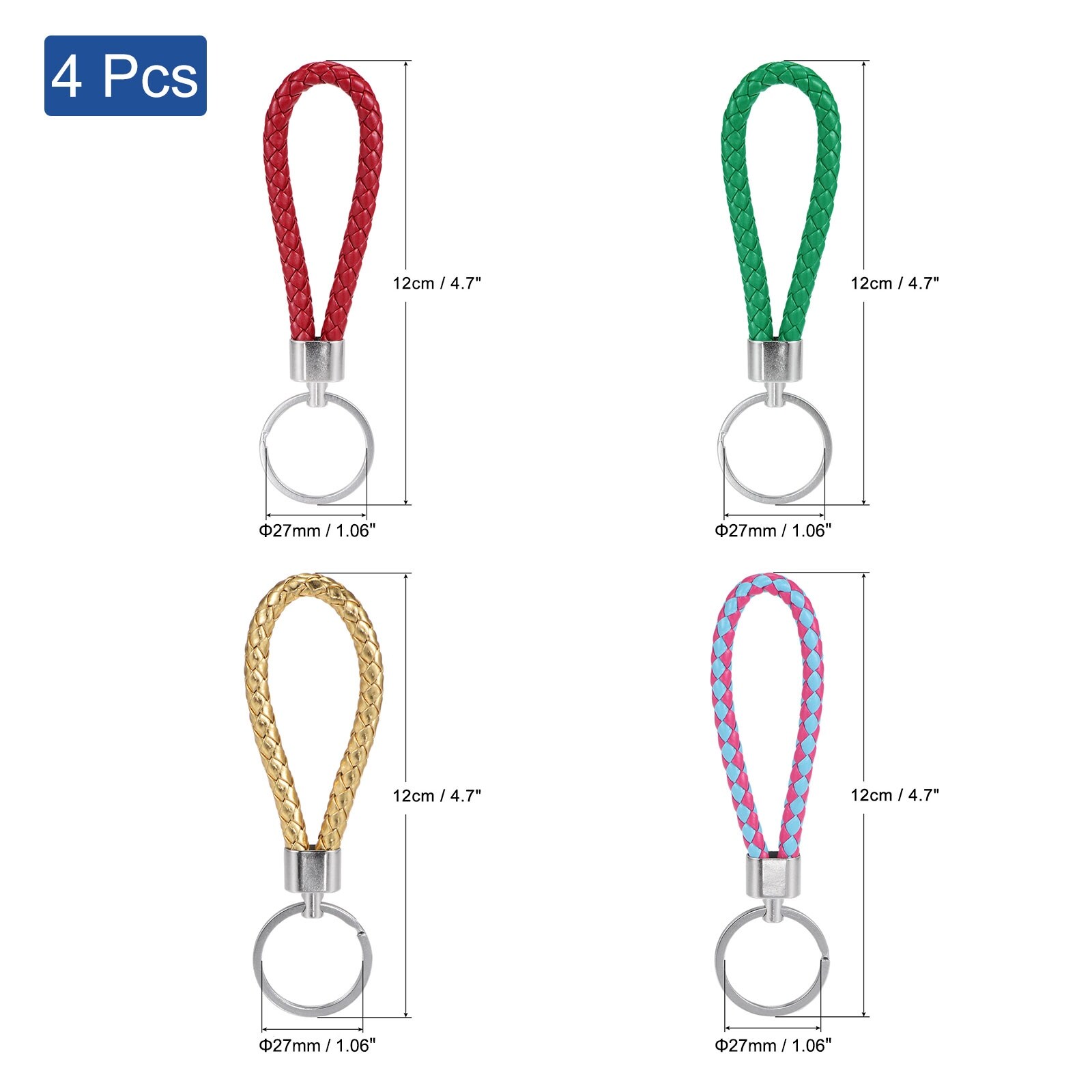  4pcs Braid Accessories Leather Material Lanyard