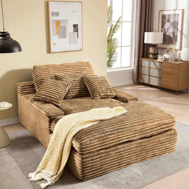 Modern Upholstered Chaise Lounge Sofa for Living Room Office, 75" Oversized Leisure Sofa 2 Seat Sleeper Couch with Pillows