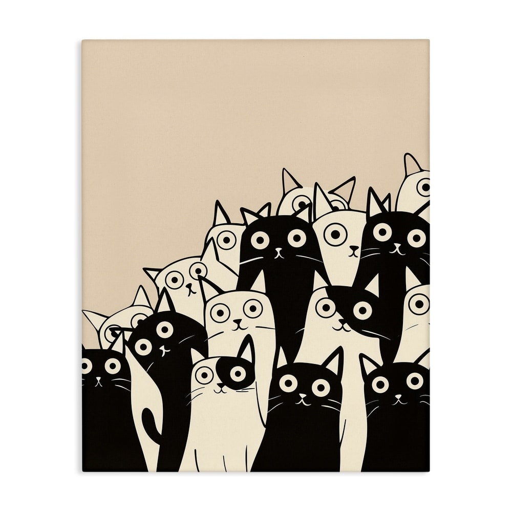 Stupell Fun Modern Black & White Cats Canvas Wall Art Design By Arlington Prints