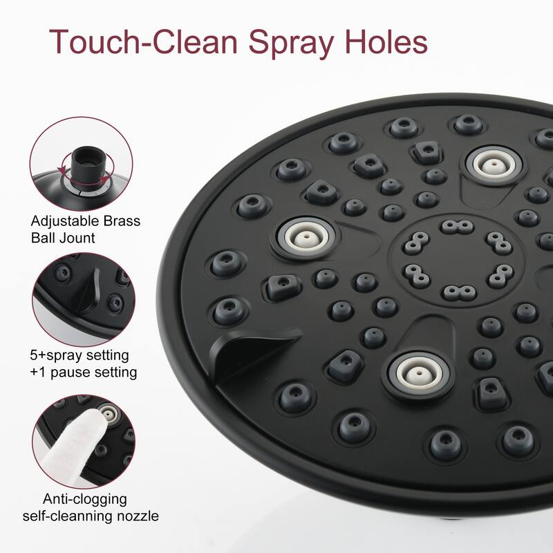 Proox High Pressure Balance 5 Spray Wall Mount 6 inch. Round Shower Faucet Single Handle