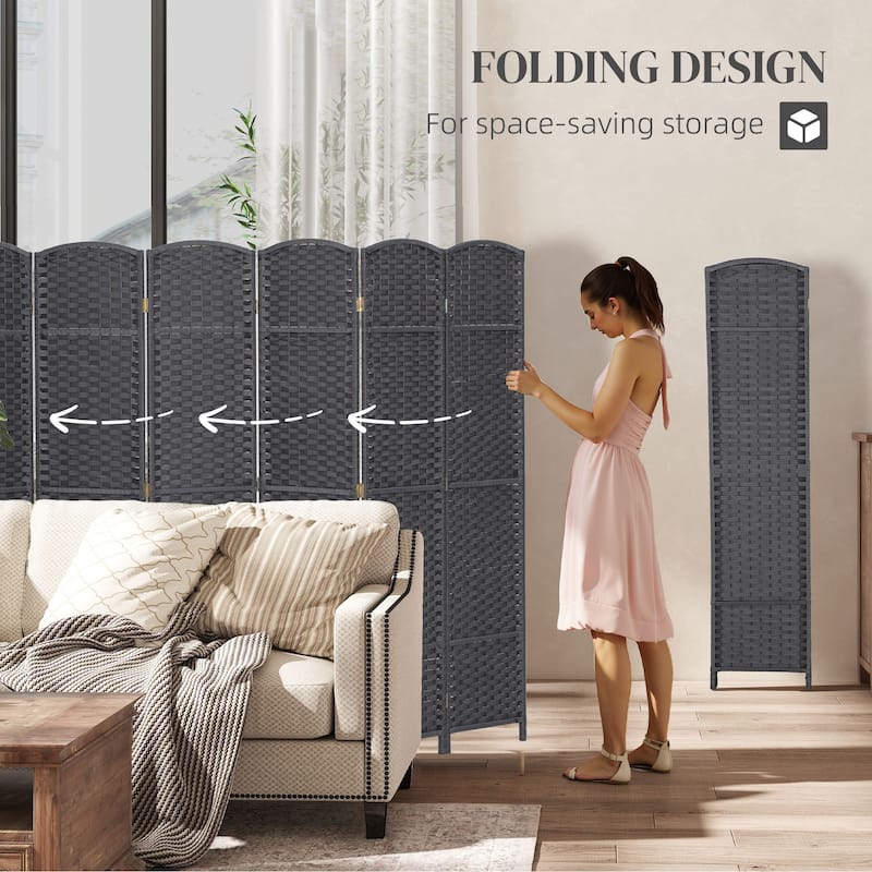 HOMCOM Room Divider, 8 Panel Folding Privacy Screen, 5.6' Tall Freestanding Wall Partition