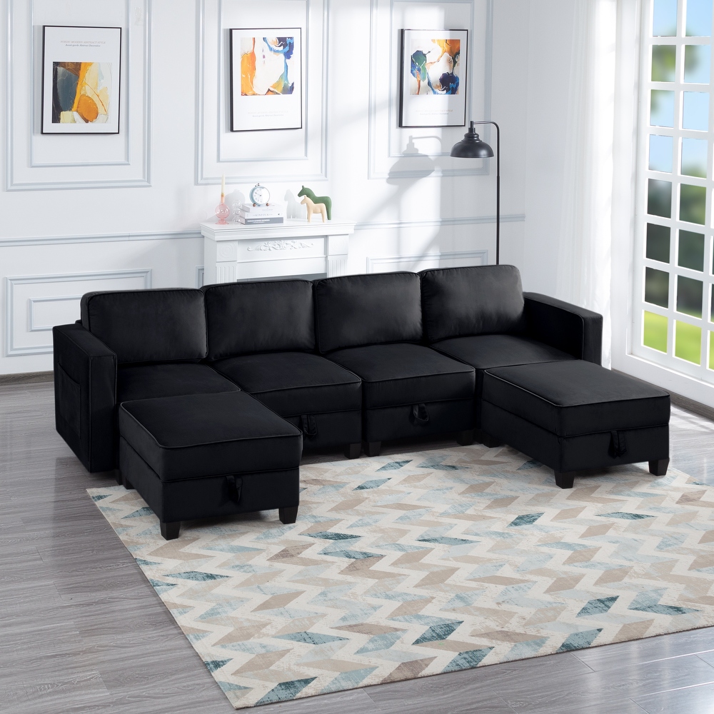 Black u sale shaped sectional