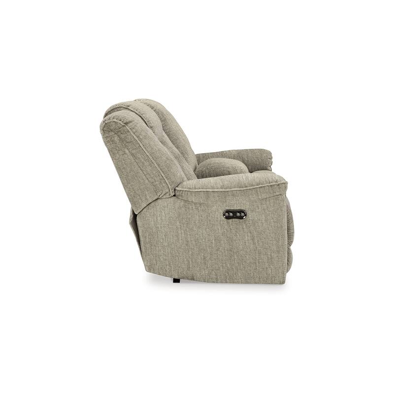 Signature Design by Ashley Hindmarsh Stone Power Reclining Loveseat with Console - 76" W x 44" D x 42" H