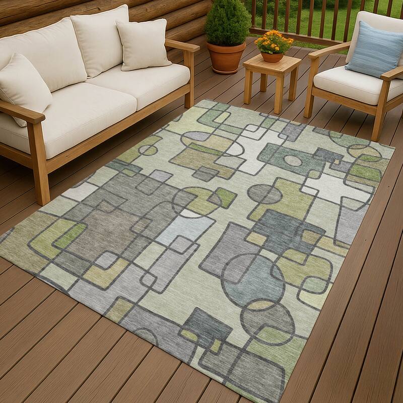 Machine Washable Indoor/ Outdoor Contemporary Prenner Chantille Rug