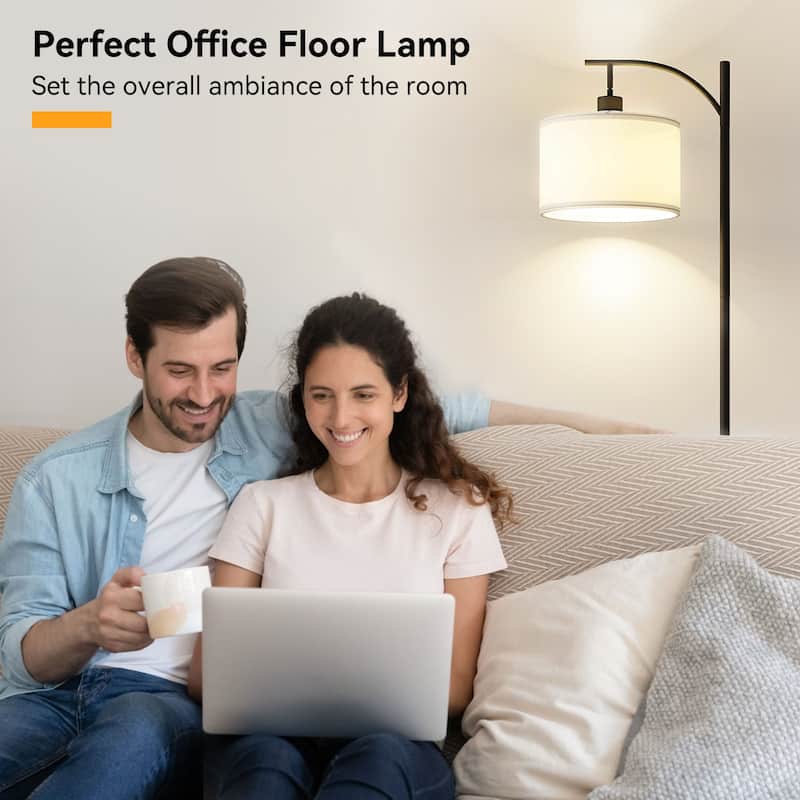 63" Metal Arched Floor Lamp With Pedal Switch, Soft Eye-Protection Light