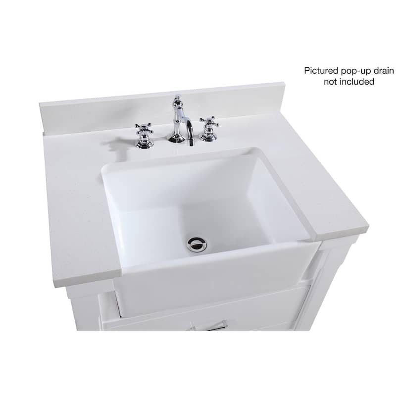 KitchenBathCollection Charlotte 30" Farmhouse Bathroom Vanity with Quartz Top