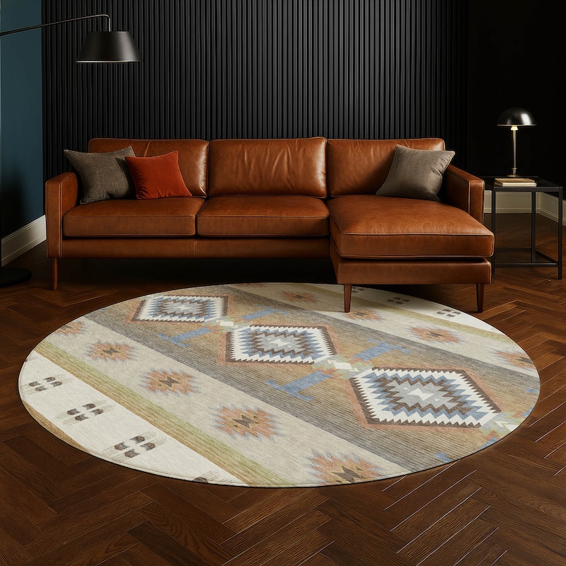 Machine Washable Indoor/ Outdoor Global Chennai Chantille Rug