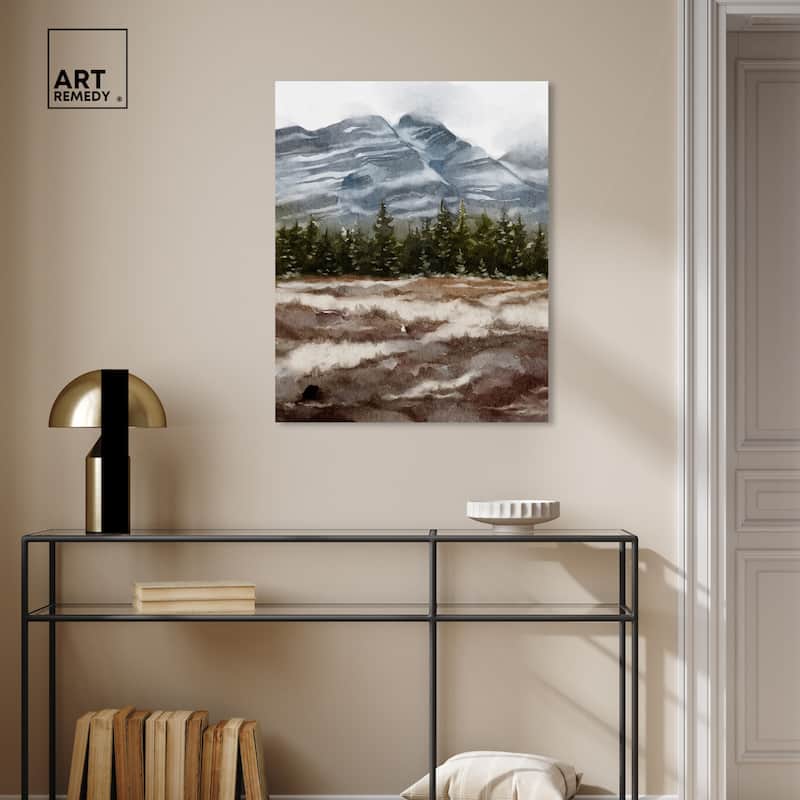 Art Remedy February Rocks Landscape Gallery Wrapped Landscape 1 Piece Canvas Wall Art Watercolor Style