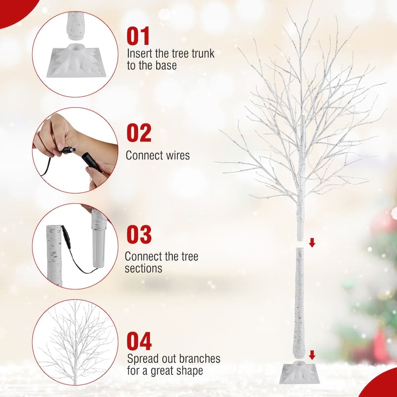 Gymax 4/5/6 FT Outdoor Pre-Lit Artificial Christmas Tree w/ 216 Warm