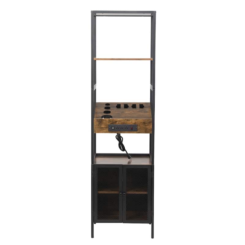 Hair Salon Storage Cabinet with Shelves and Hair Dryer Holders - N/A
