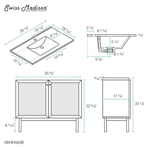 dimension image slide 4 of 6, Classe Bathroom Vanity in Oak