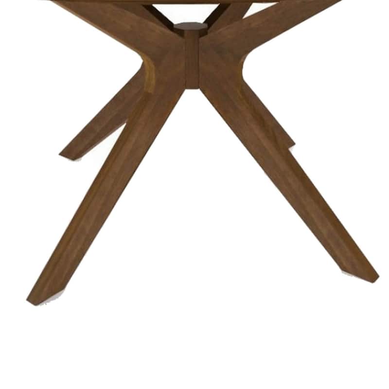 Contemporary 47 Inch Round Wooden Dining Table with Spider Legs, Walnut Brown