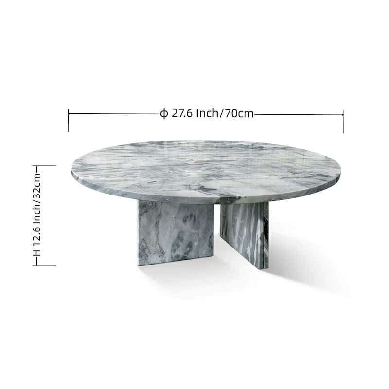 Roomfitters Round Marble Coffee Table, Natural Stone Living Room Table, Solid Marble Accent Table, Modern Design