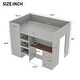 preview thumbnail 5 of 12, Grey Full Size Solid Wood Loft Bed with Wardrobe, Desk, and Shelves