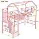 preview thumbnail 6 of 27, Twin Size Metal Loft Bed w/Roof Design, House Shaped Stairway Bedframe