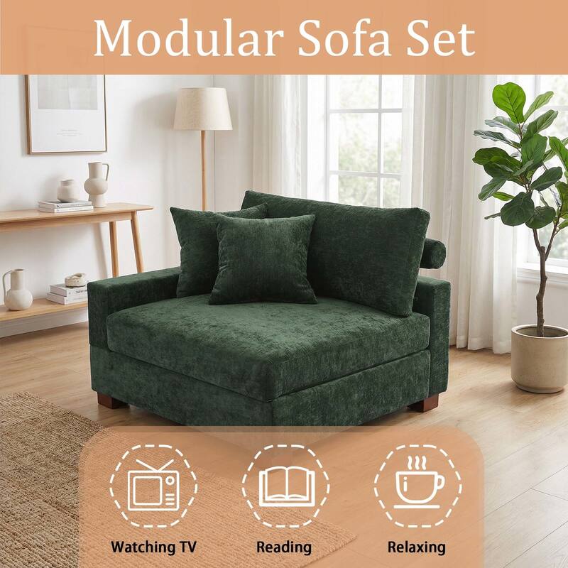 Chenille Upholstered Armless Accent Chair With Plush Cushion