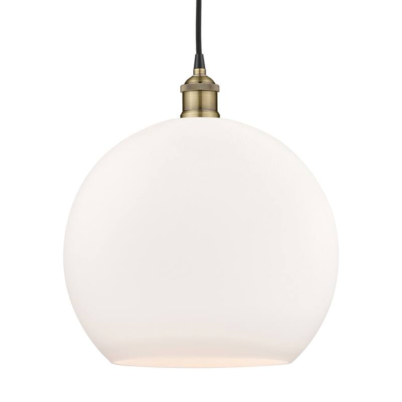 Innovations Lighting 616-1P-17-14 Athens Pendant Athens 14" Wide - Black Antique Brass / Matte White