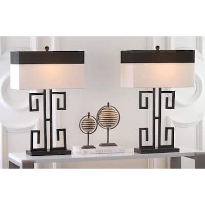 SAFAVIEH Lighting Yaeko Greek 28-inch Table Lamp (Set of 2) - 18" W x 9" D x 28" H - 18" W x 9" D x 28" H - 18"W x 9"D x 28"H