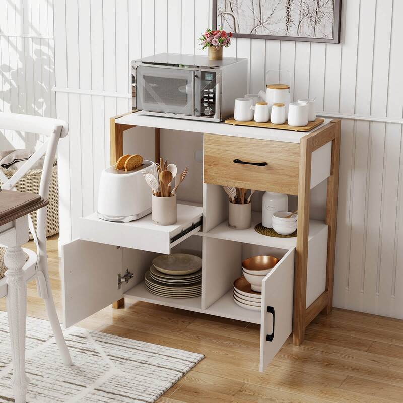 Costway Kitchen Storage Cabinet with Drawer, Pull-Out Shelf and 2 - See Details