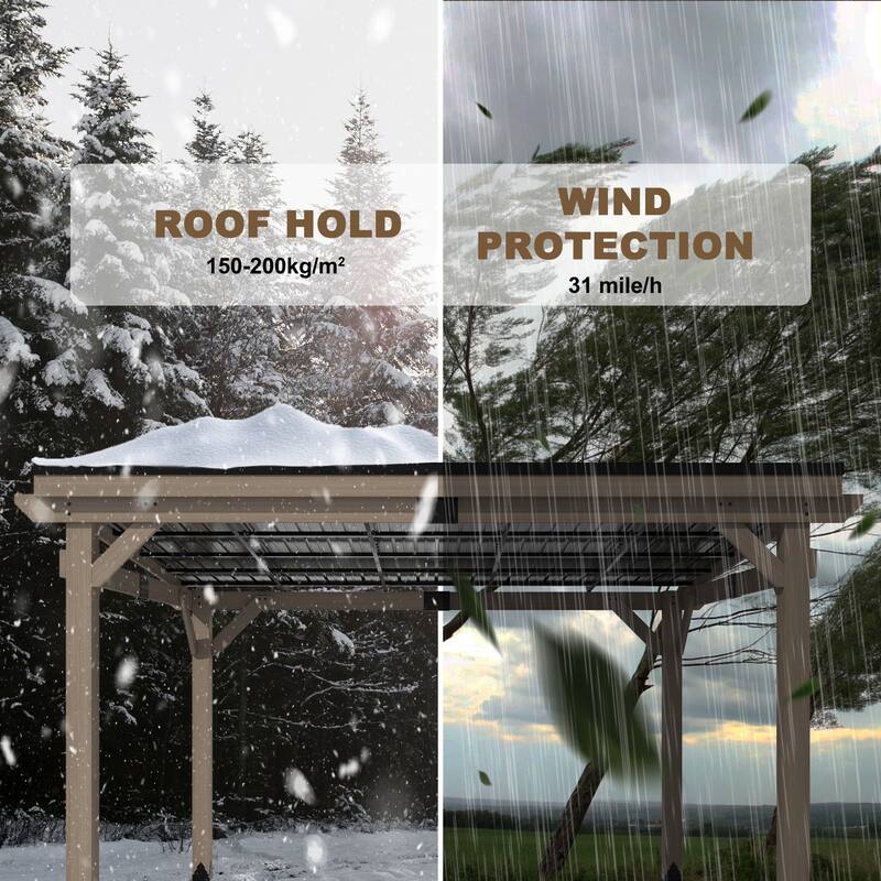 Outdoor Hardtop Gazebo, Cedar Wood Gazebo with Galvanized Steel‌ Roof