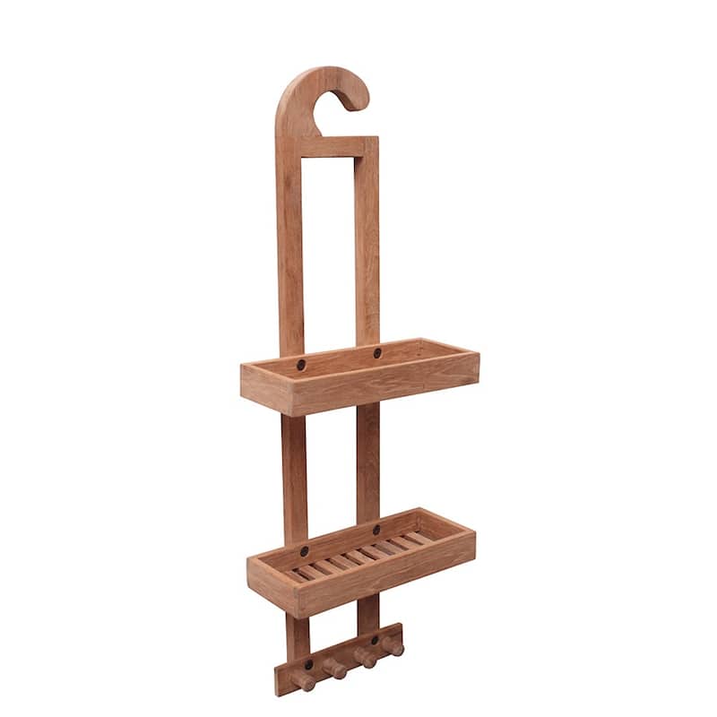 Nordic Style Teak Natural Shower Caddy - Beige - N/A
