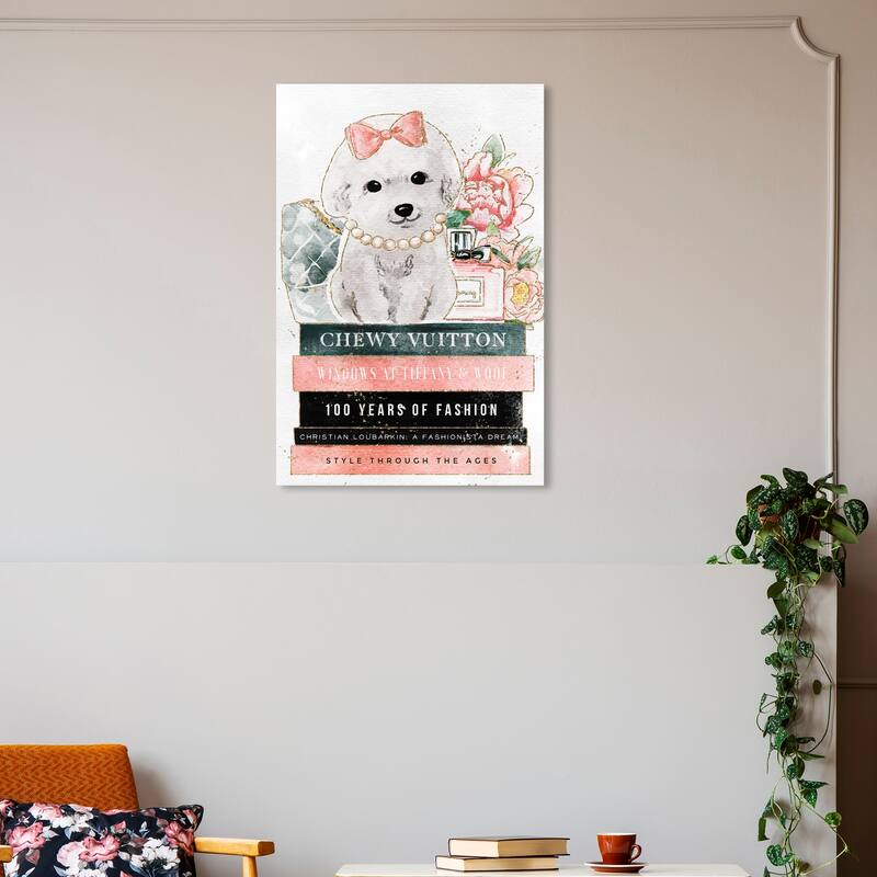 Wynwood Studio Canvas Animals Maltese on Fashion Books Orange and Salmon Glam Wall Art Canvas Print - 20 x 30