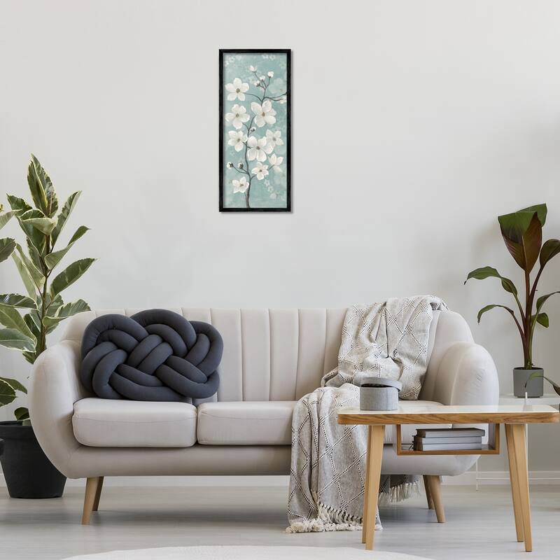Stupell Apple Blossom on Green Framed Giclee Art Design By Janet Tava