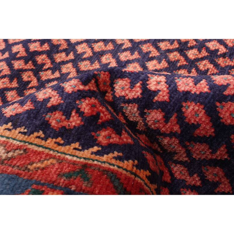 ECARPETGALLERY Hand-knotted Andelz Dark Navy, Red Wool Rug - 3'5 x 10'5